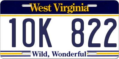 WV license plate 1OK822