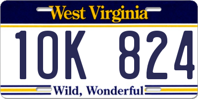 WV license plate 1OK824