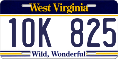 WV license plate 1OK825