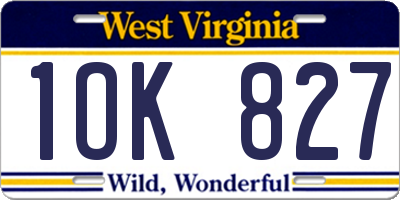 WV license plate 1OK827