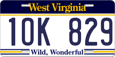 WV license plate 1OK829