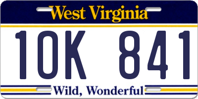 WV license plate 1OK841