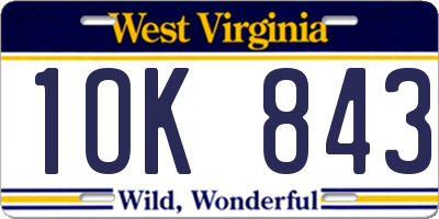 WV license plate 1OK843