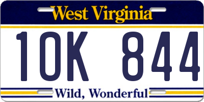 WV license plate 1OK844