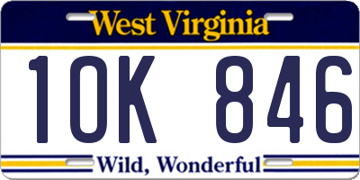 WV license plate 1OK846