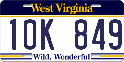 WV license plate 1OK849