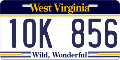 WV license plate 1OK856