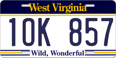 WV license plate 1OK857