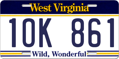 WV license plate 1OK861