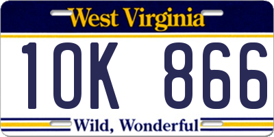 WV license plate 1OK866