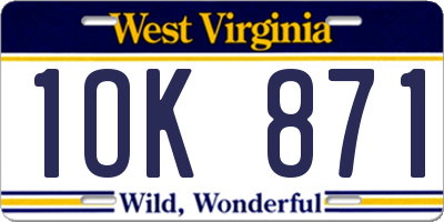 WV license plate 1OK871