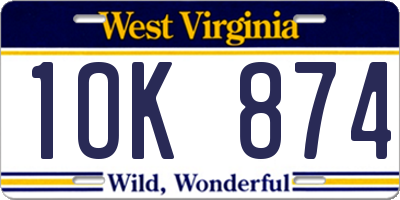 WV license plate 1OK874