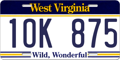 WV license plate 1OK875