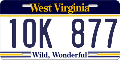 WV license plate 1OK877