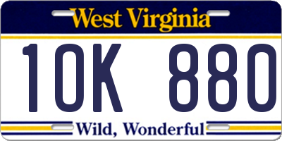 WV license plate 1OK880