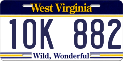 WV license plate 1OK882