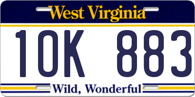 WV license plate 1OK883