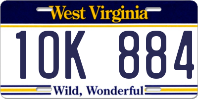 WV license plate 1OK884