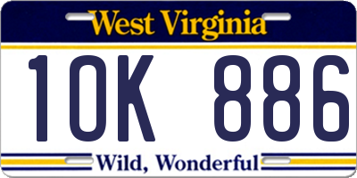 WV license plate 1OK886
