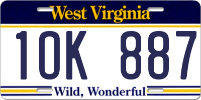 WV license plate 1OK887