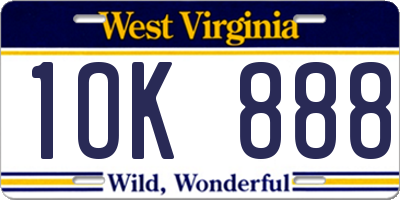 WV license plate 1OK888