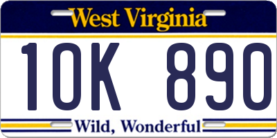 WV license plate 1OK890