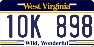 WV license plate 1OK898