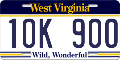 WV license plate 1OK900