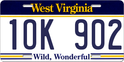 WV license plate 1OK902