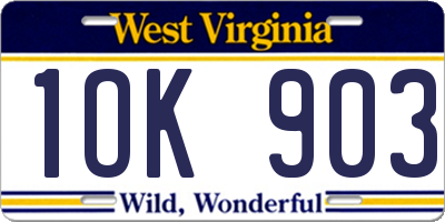 WV license plate 1OK903