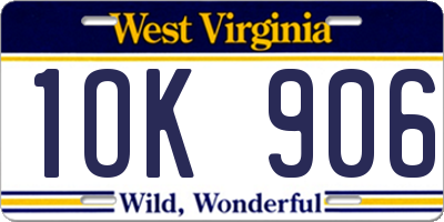 WV license plate 1OK906
