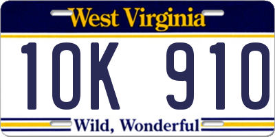 WV license plate 1OK910
