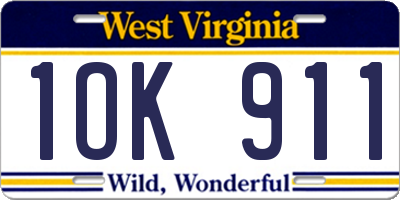WV license plate 1OK911