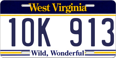 WV license plate 1OK913