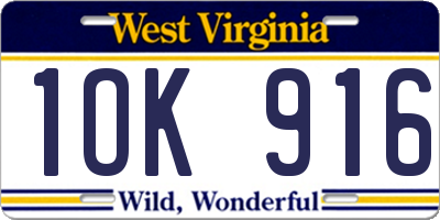 WV license plate 1OK916