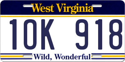 WV license plate 1OK918