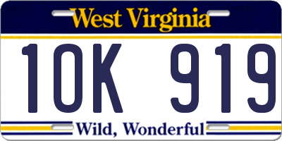 WV license plate 1OK919