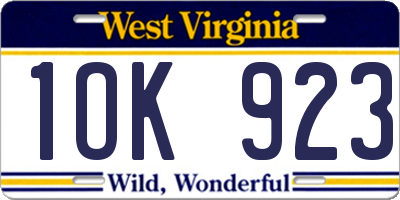 WV license plate 1OK923