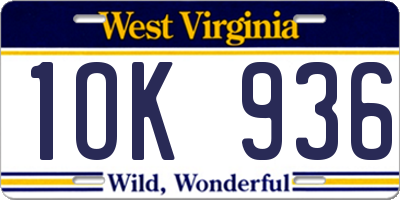 WV license plate 1OK936