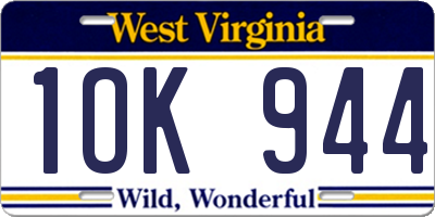 WV license plate 1OK944