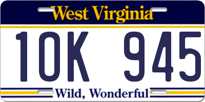 WV license plate 1OK945