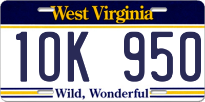 WV license plate 1OK950