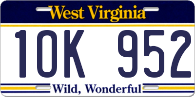 WV license plate 1OK952