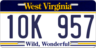 WV license plate 1OK957