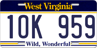 WV license plate 1OK959