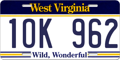 WV license plate 1OK962