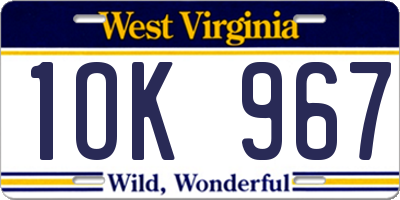 WV license plate 1OK967