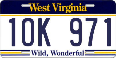 WV license plate 1OK971