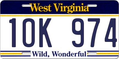 WV license plate 1OK974