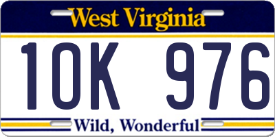 WV license plate 1OK976